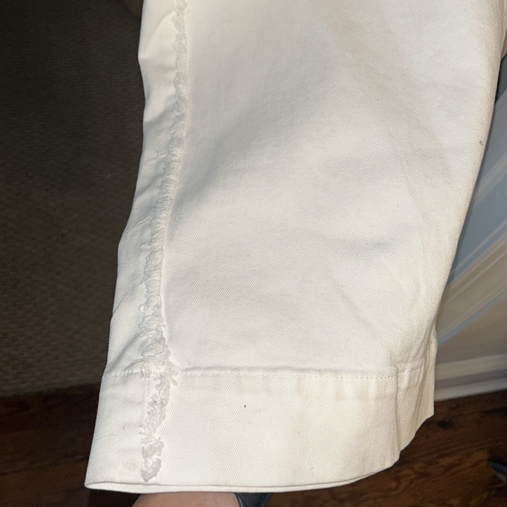 Rare ETRO Sz 27 x 34 white cotton embroidered wideleg Jean fringe edge hi waist - Picture 5 of 15